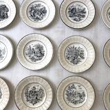 Set of 12 "Les Mois" dessert plates by Digoin Sarreguemines