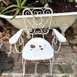 Fauteuil de jardin en fonte de fer blanche n°1
