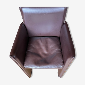 Fauteuil 401 Mario Bellini par Cassina cuir marron