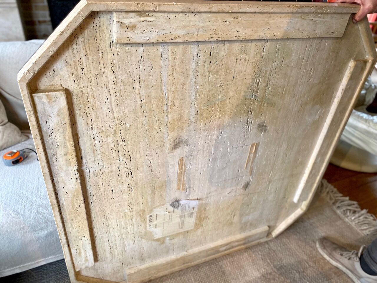 Travertine coffee table