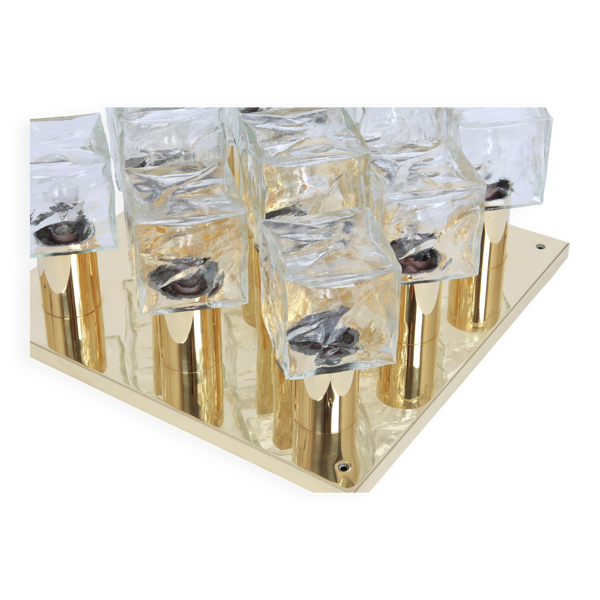 Grand plafonnier en verre de glace Murano par Kalmar, Autriche, années 1960