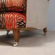 Pair of antique armchairs with velvet and fabric poufs, Italy, 20th century