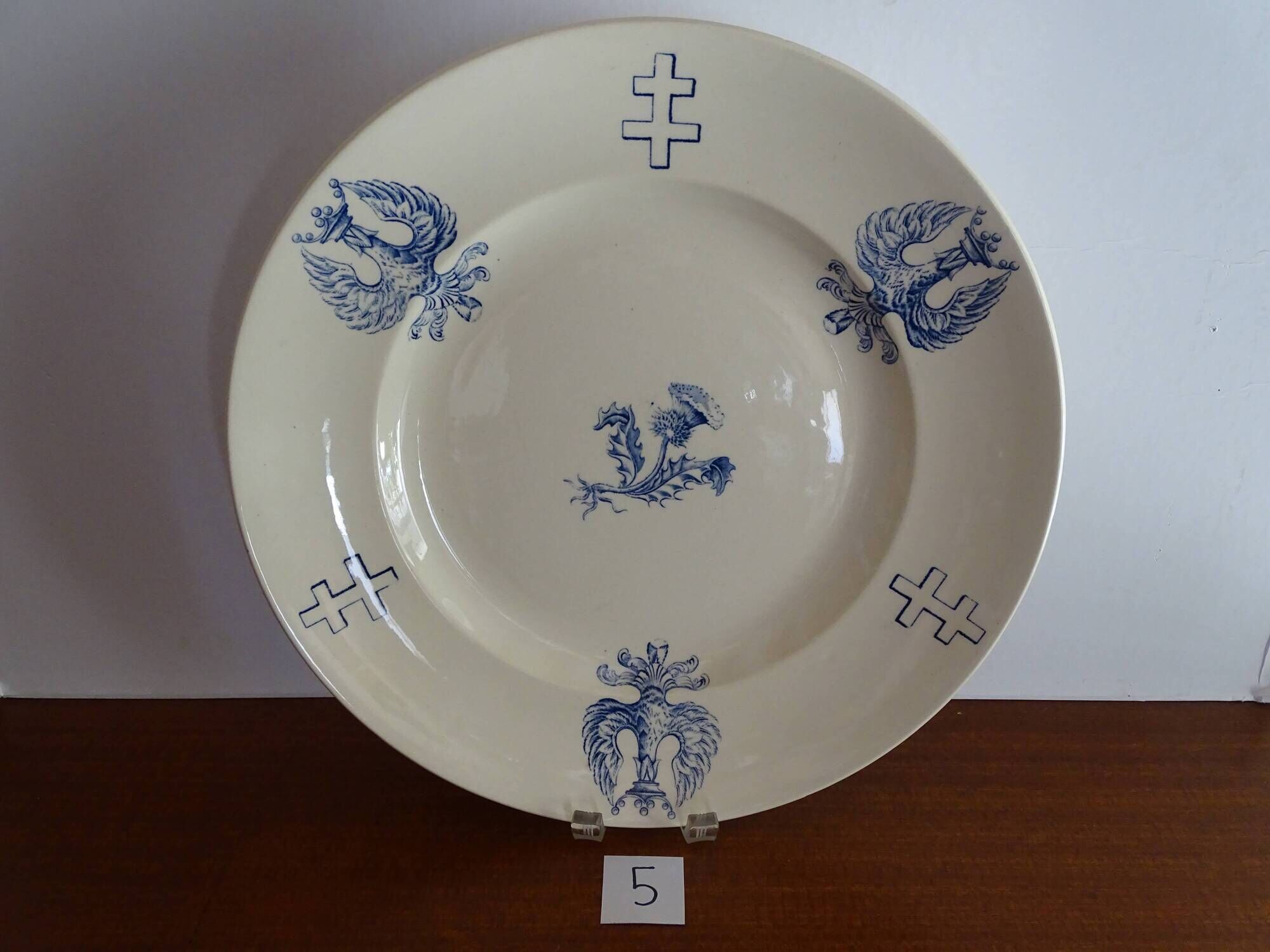Round earthenware dish KG Lunéville - Lorraine Cross - Empress service Ø 32.5 cm