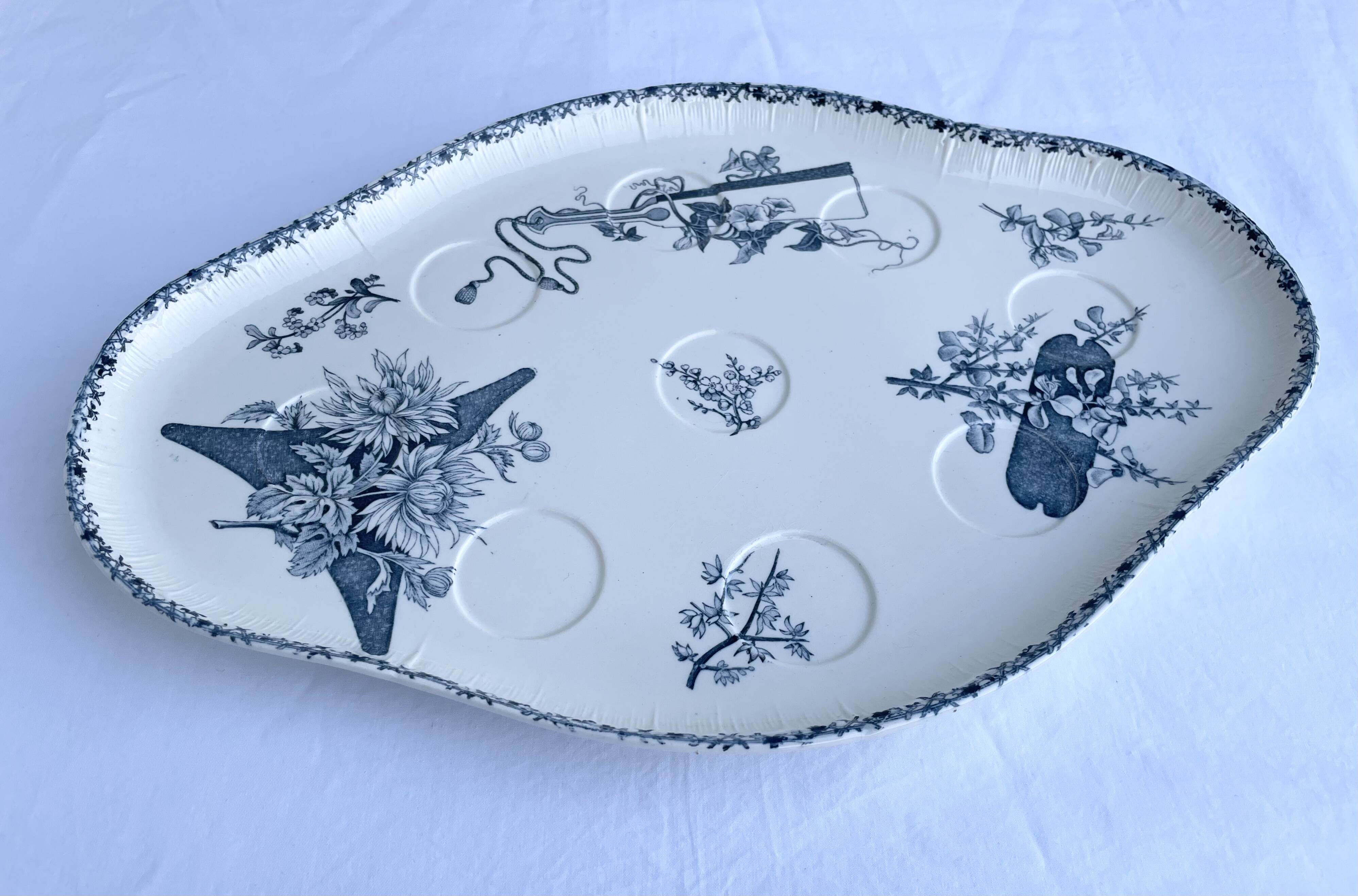 Old earthenware egg dish – Émile Bourgeois, late 19th century