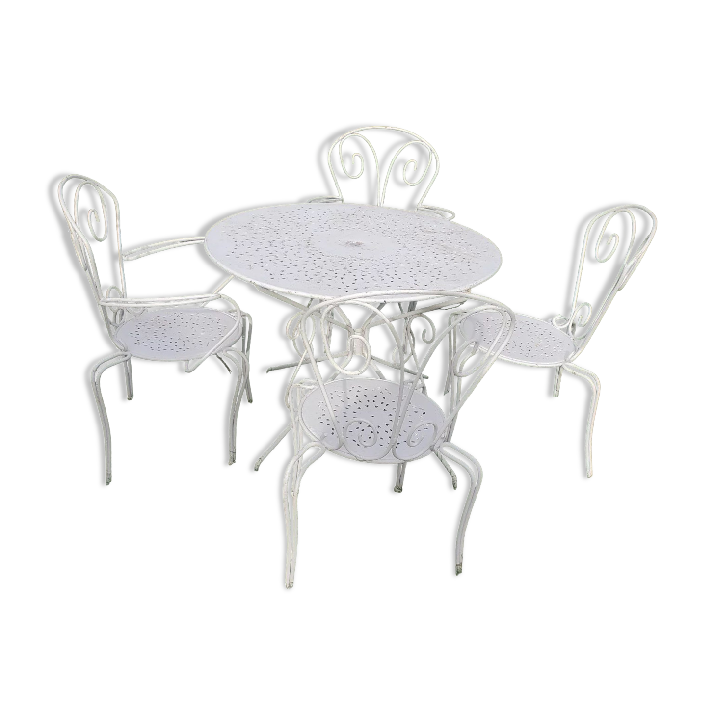 Salon de jardin fer 2 fauteuils 2 chaises 1 table