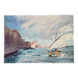 Signed seaside painting