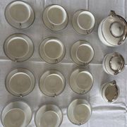 Service à thé en porcelaine Limoges Charles Ahrenfeldt filet argent Belle É