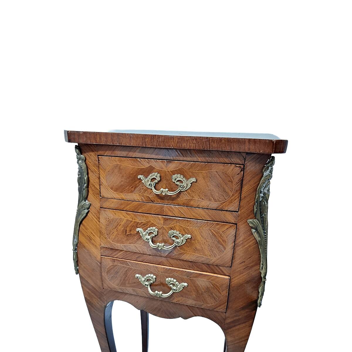 Table de chevet de style Louis XV avec 3 tiroirs, années 1960/70.