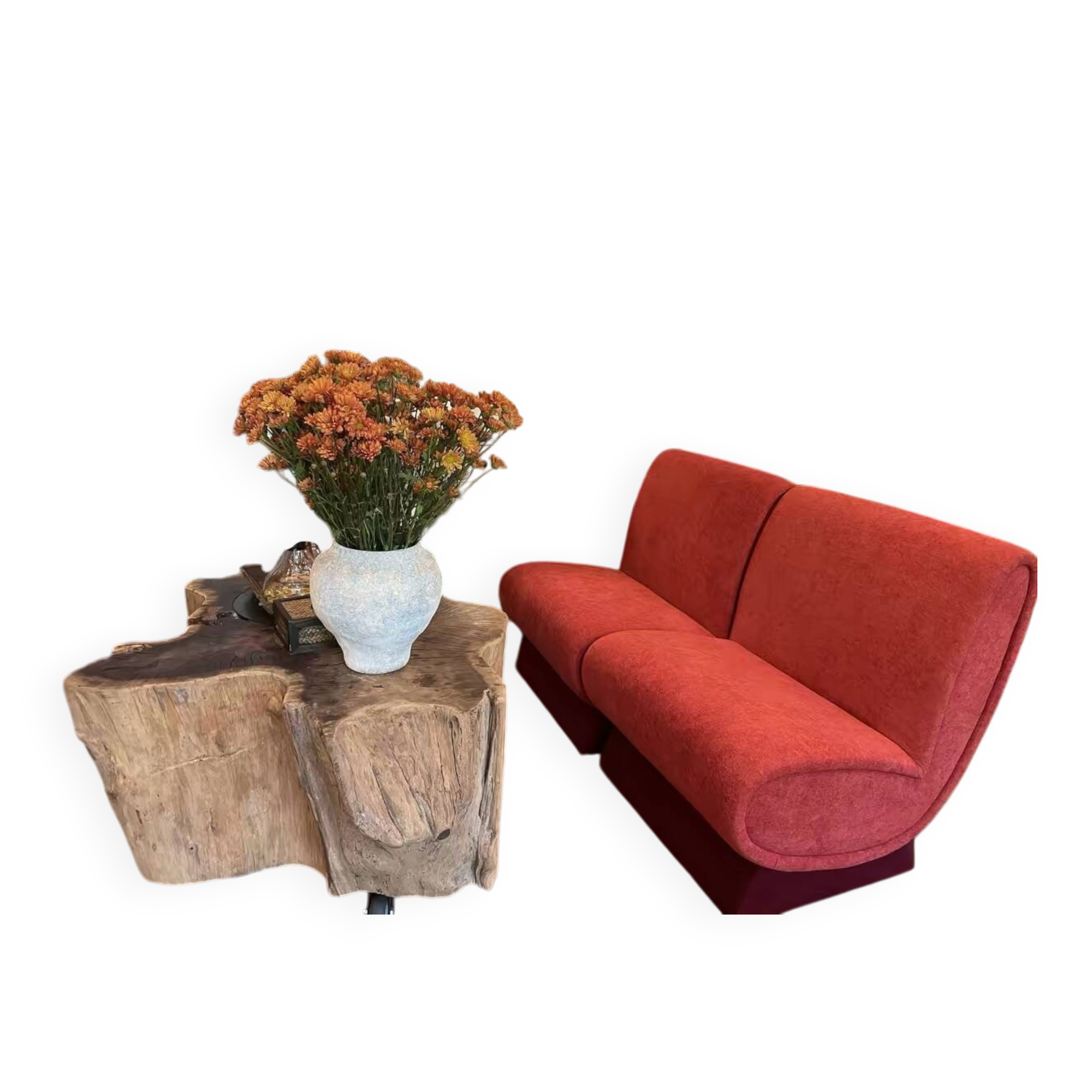Brick Red Sofa — Sculpted Silhouette