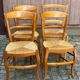 4 chaises de cuisine en bois massif paillées