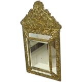 Antique Cushion Mirror Repousse Mirror Facet France 19th Century