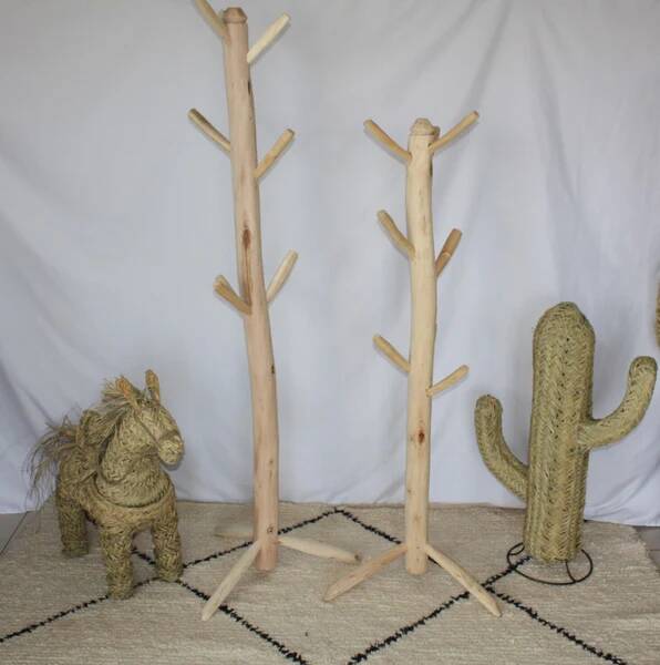 Superb handcrafted Scandinavian style coat rack in 100% natural lemon wood (2 sizes to choose from)