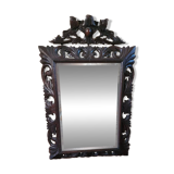 Mirror with pediment, carved wood