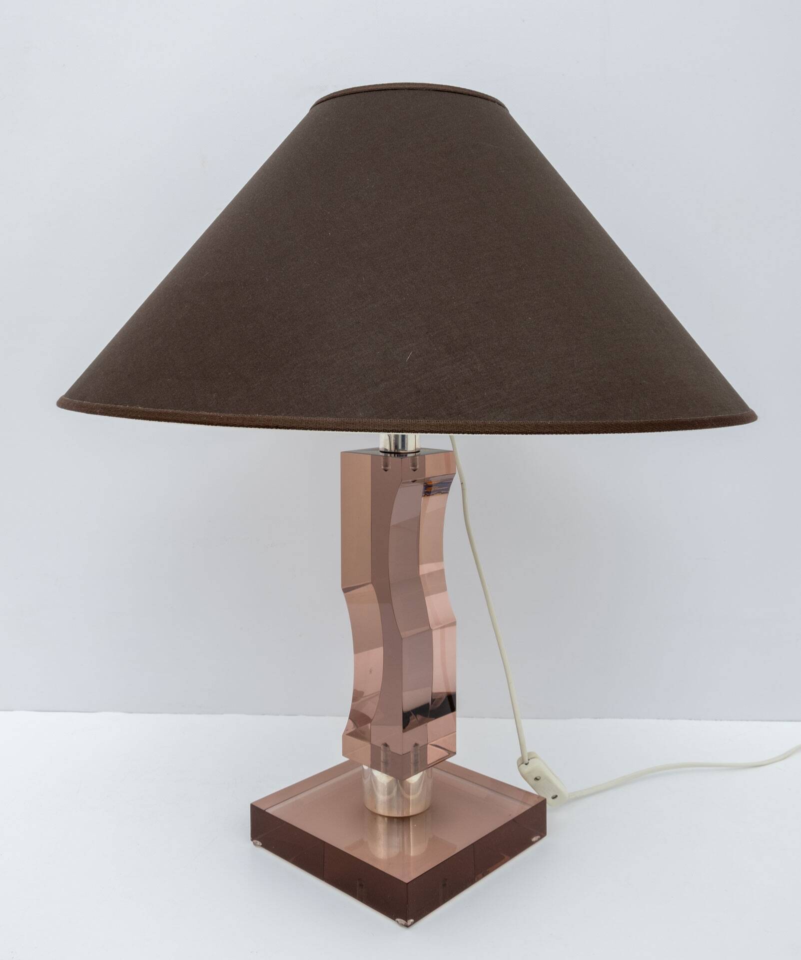 Mid-century Moden Italian Plexiglass and Silver Table Lamp, 1970s