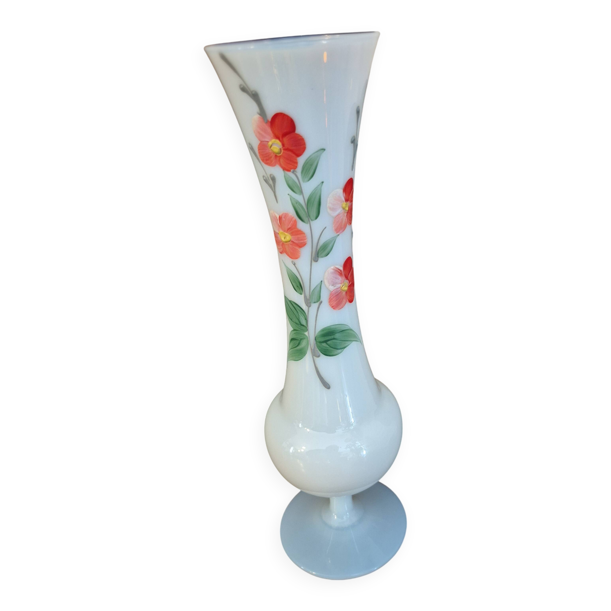 Vintage painted opaline soliflore vase