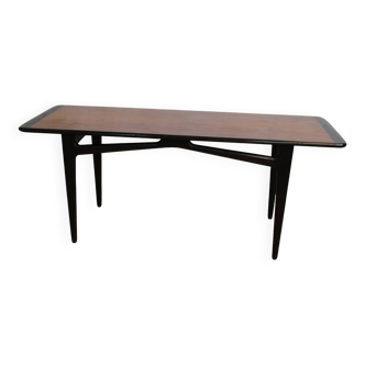 Table basse vintage chêne clair et foncé en 140 cm 1960 Suède