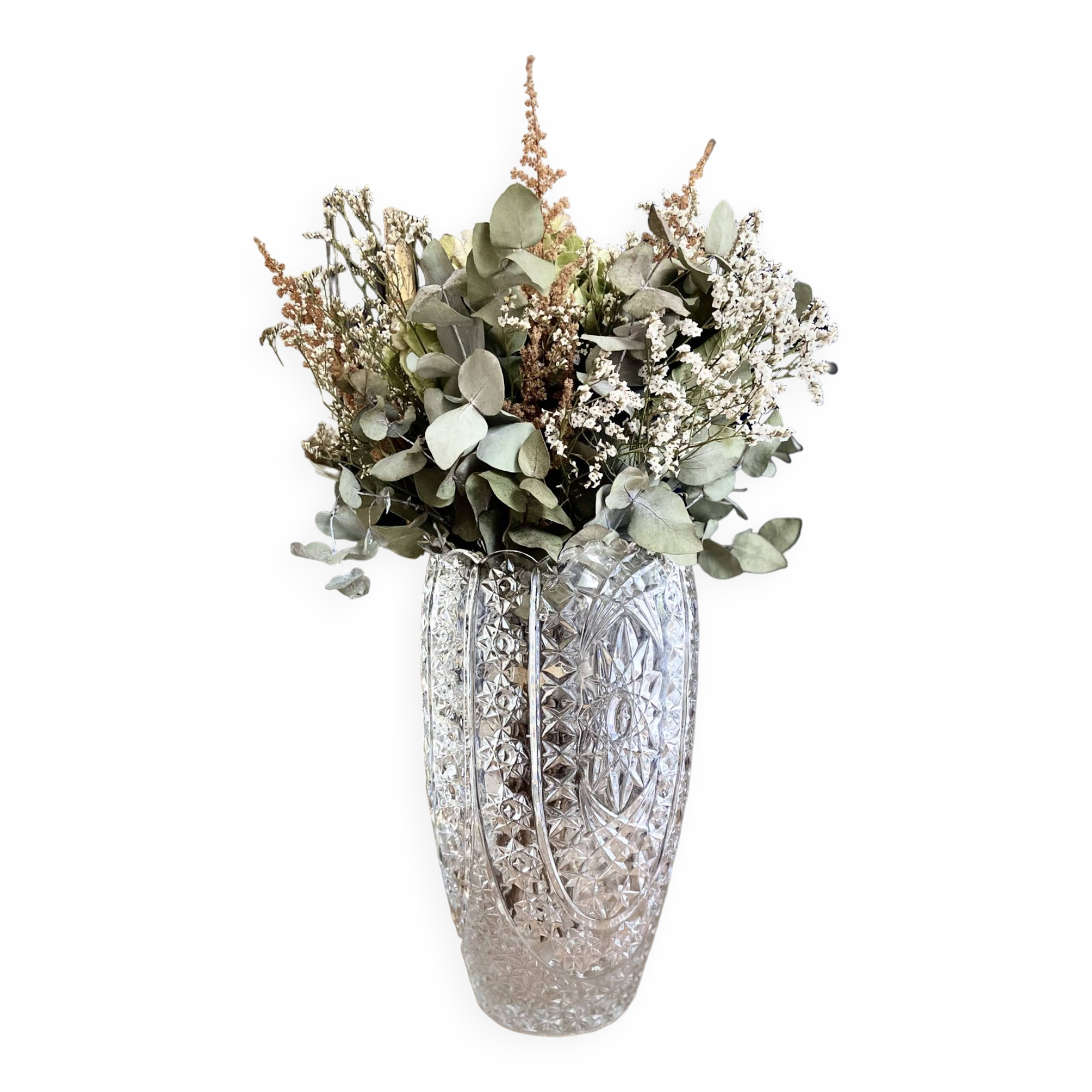Flowery cut crystal vase