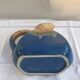 Former Art Deco Pitcher ALPHO Ceramics Enamelled Blue Beige Vintage Kitchen
