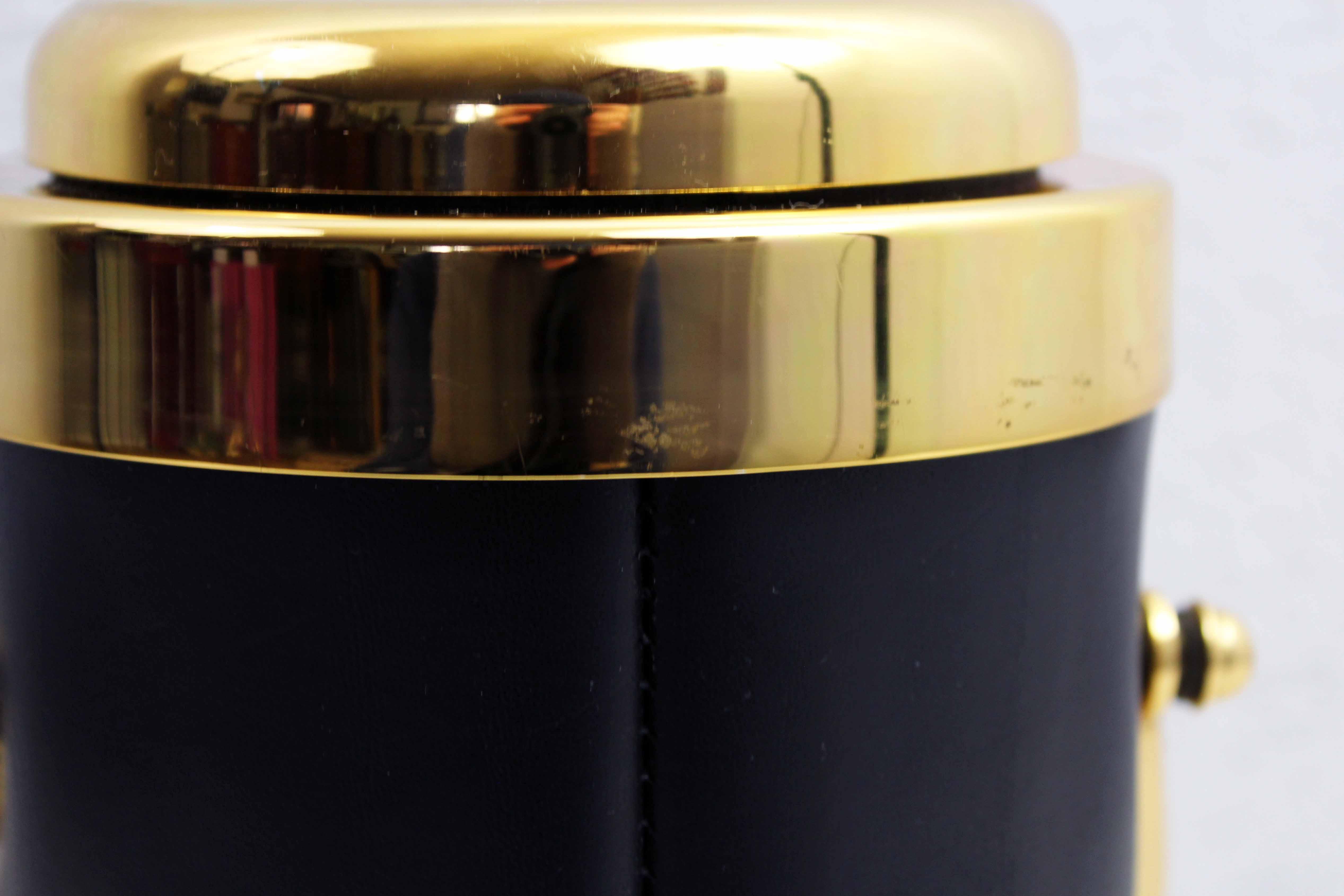 Vintage leather and brass ice bucket
