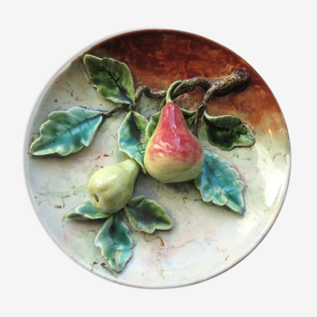 Slurry plate, trompe l'oeil sculpture: pears or apples, your choice