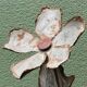 Brutalist metal lamp base, flowers