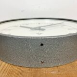 Grey industrial factory wall clock from pragotron, 1960s