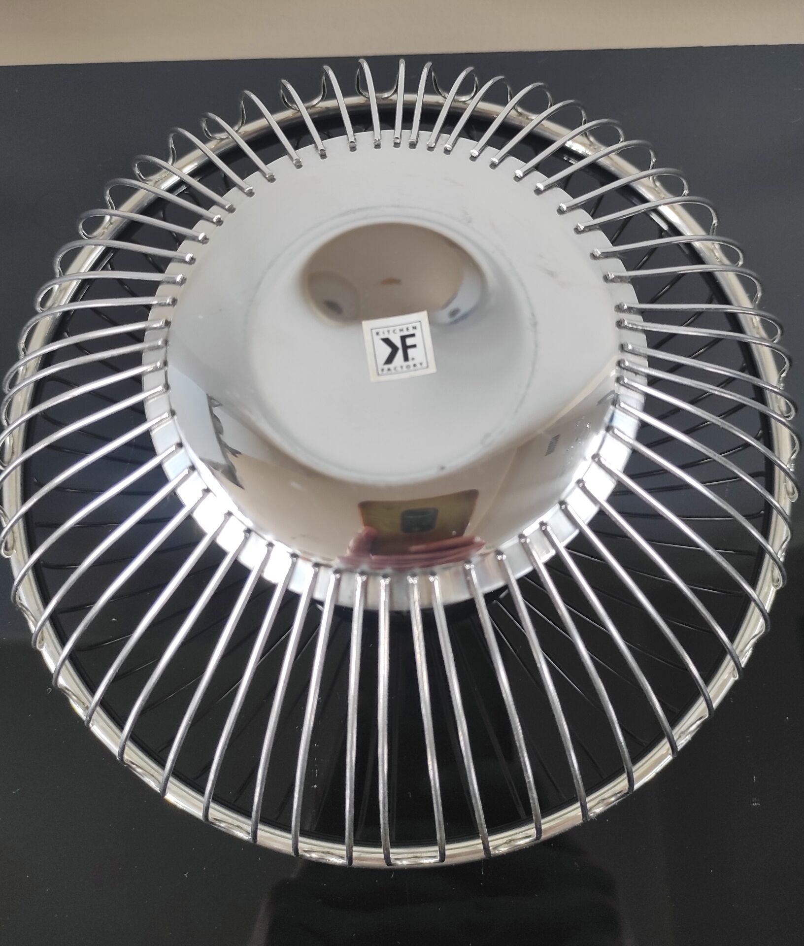 Designer metal fruit bowl