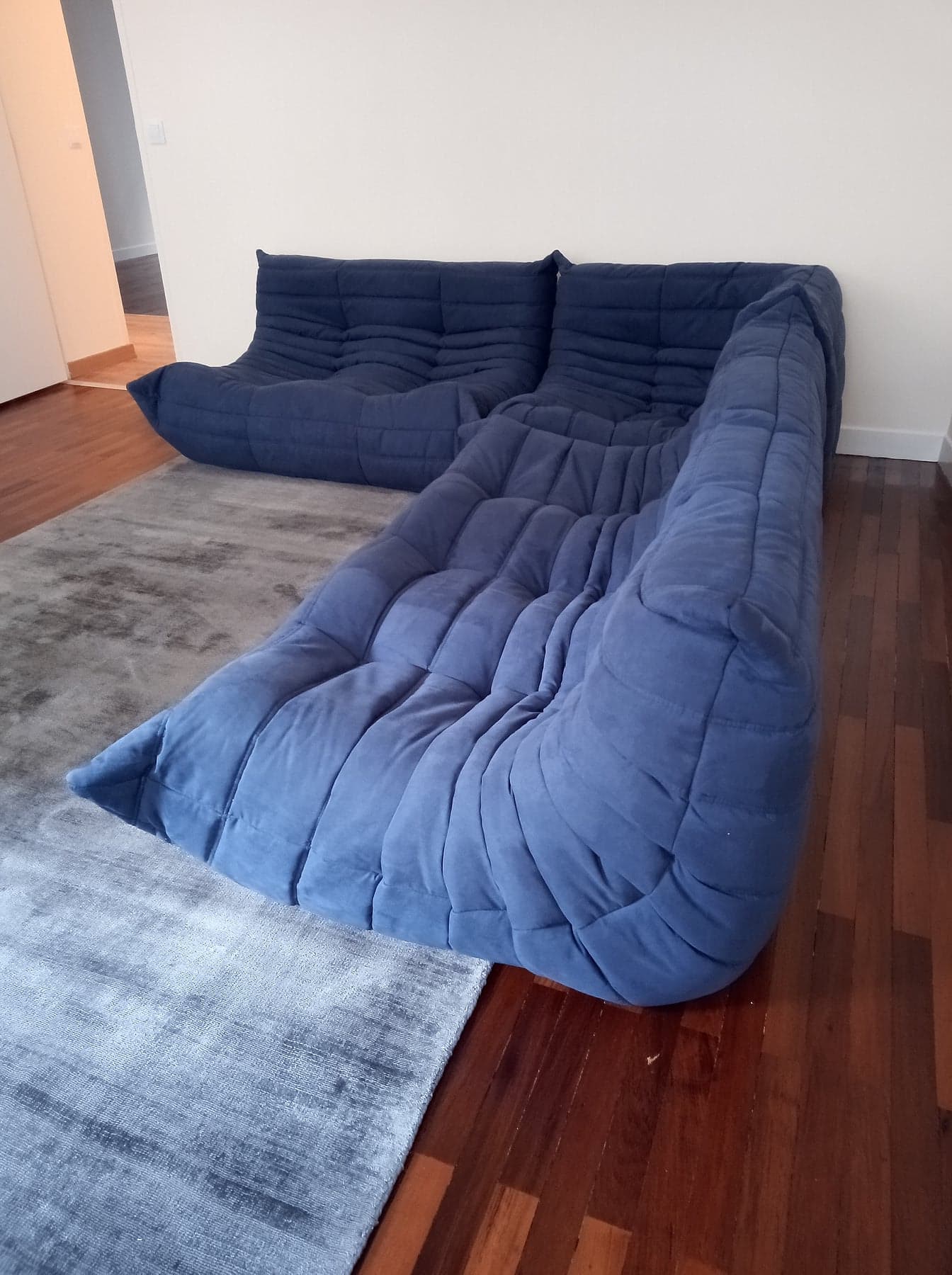 Togo set in blue alcantara by Michel Ducaroy for Ligne Roset