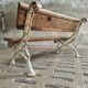 Antique garden bench oak on cast iron legs 125 cm