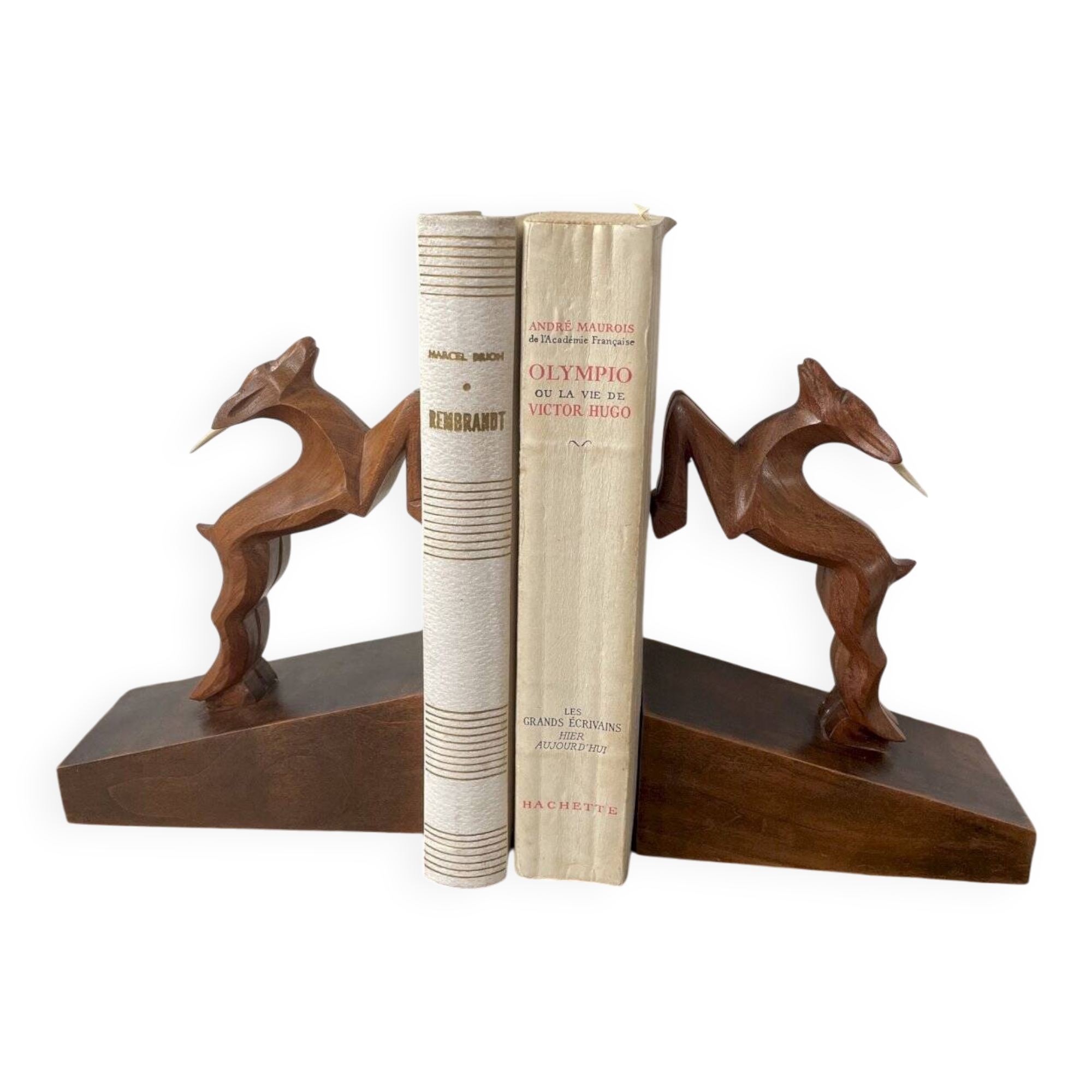 Wooden ibex bookends