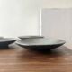Handmade round ceramic bowls made of Japanese stoneware.