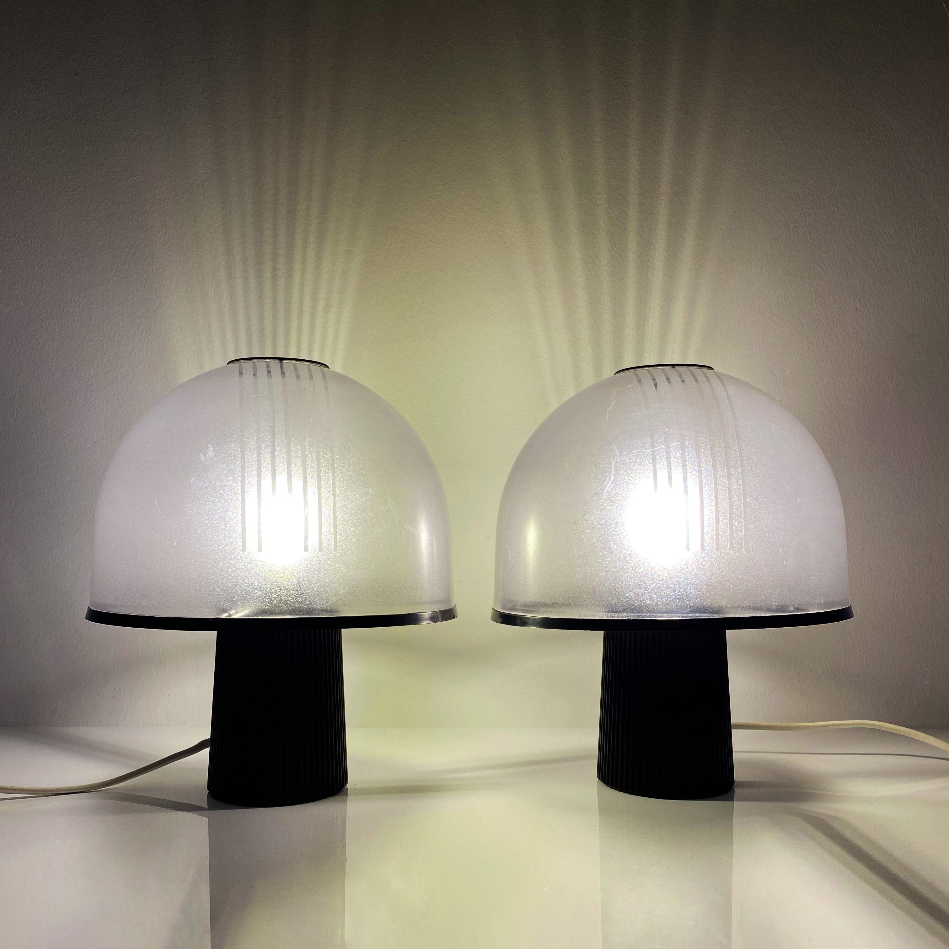Pair of Molin mushroom lamps. Italy, 70s