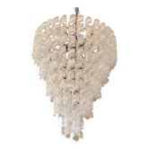 Transparent and White “Ricci” Murano Glass Chandelier