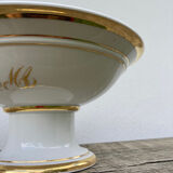 Antique monogrammed white and gilded porcelain compotier