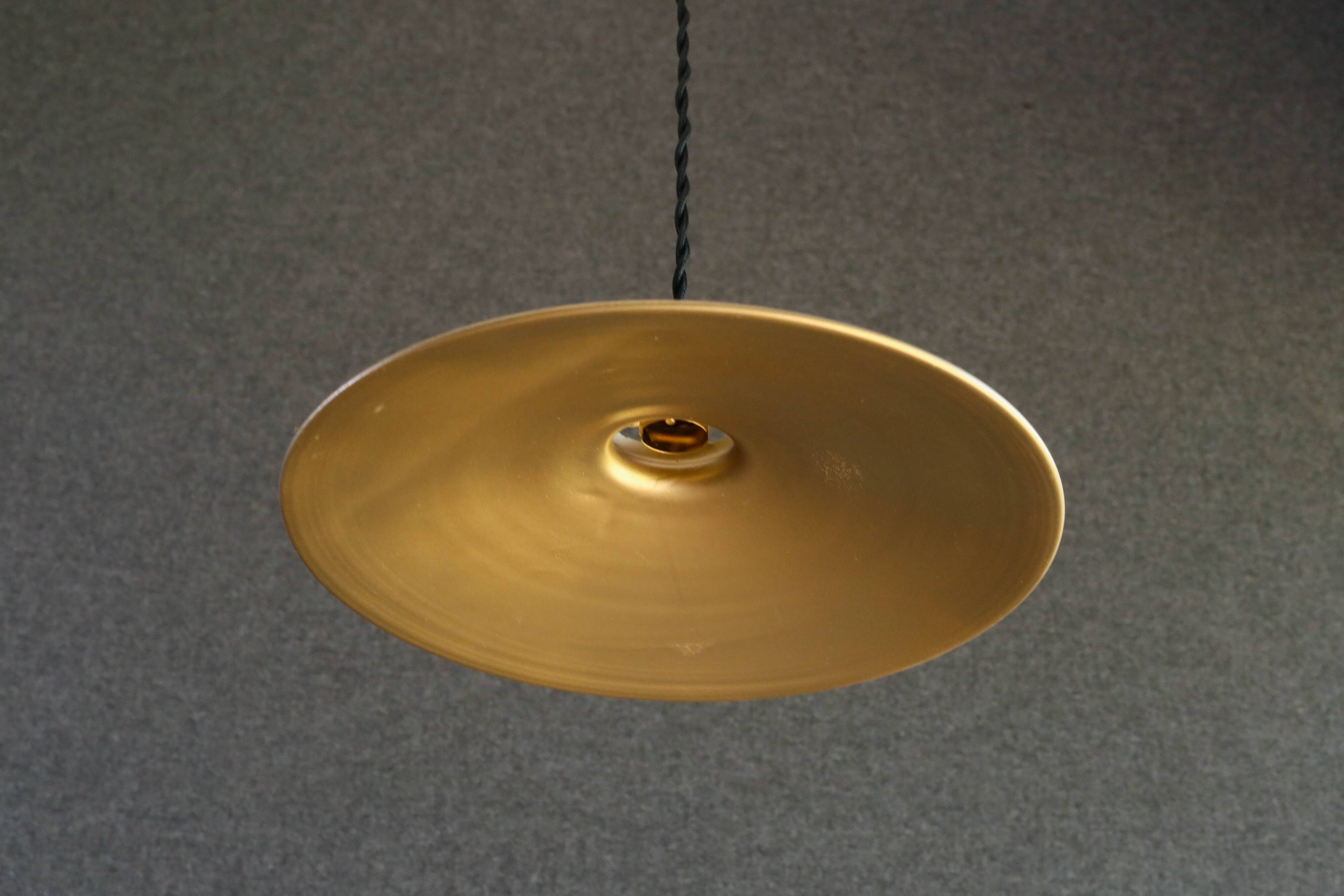 old opaline pendant light painted gold, delivered with new cable and socket