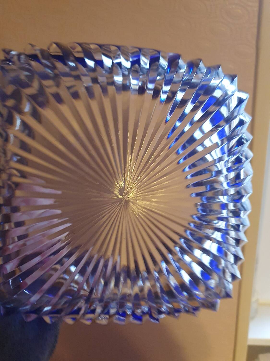 Vintage blue bohemian crystal pocket empty cup