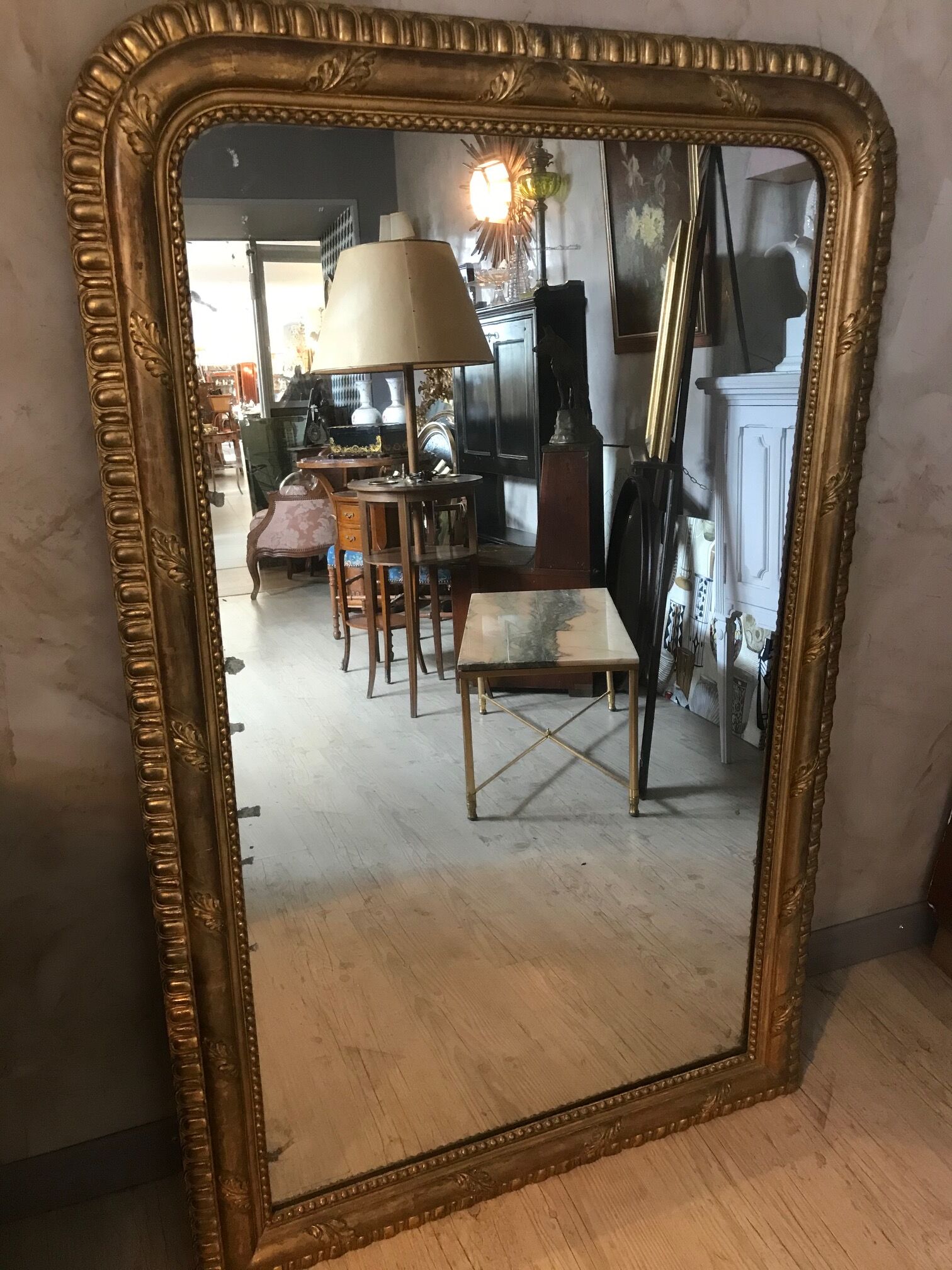 Golden wood mirror - 140x88cm