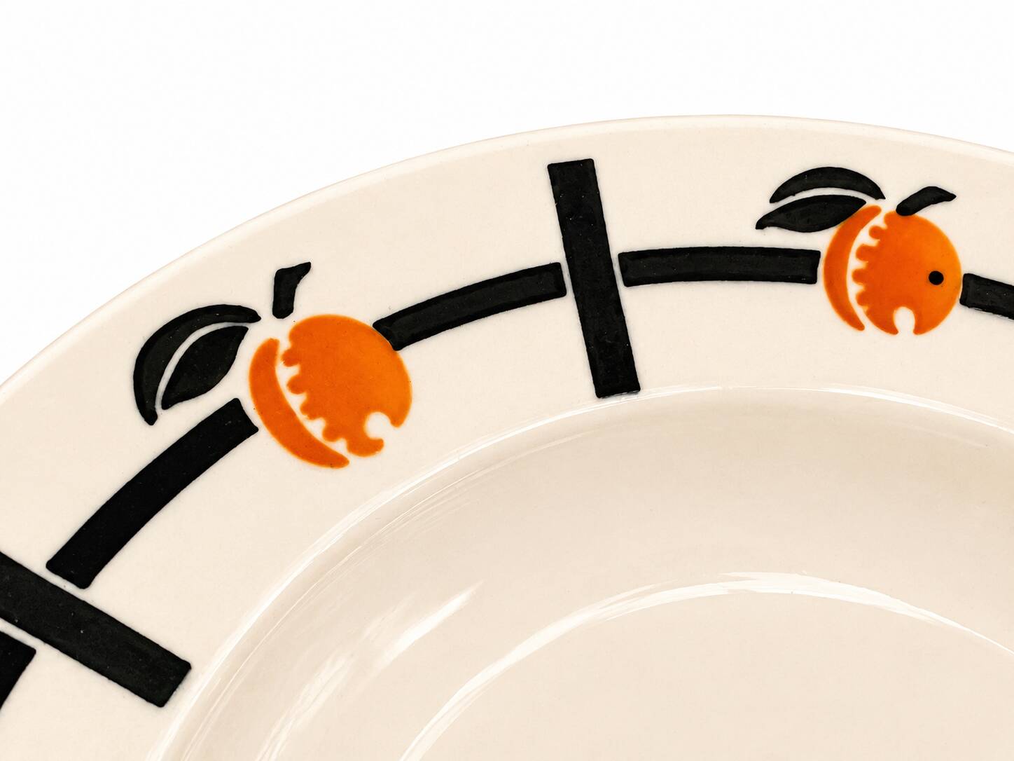 4 deep plates Badonviller Art Deco design in black and orange – 1930s
