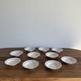 Set of 10 small soup plates with blue flower frieze pattern