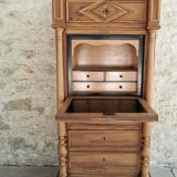 Semainier secretary Henri II in walnut and erable speckled