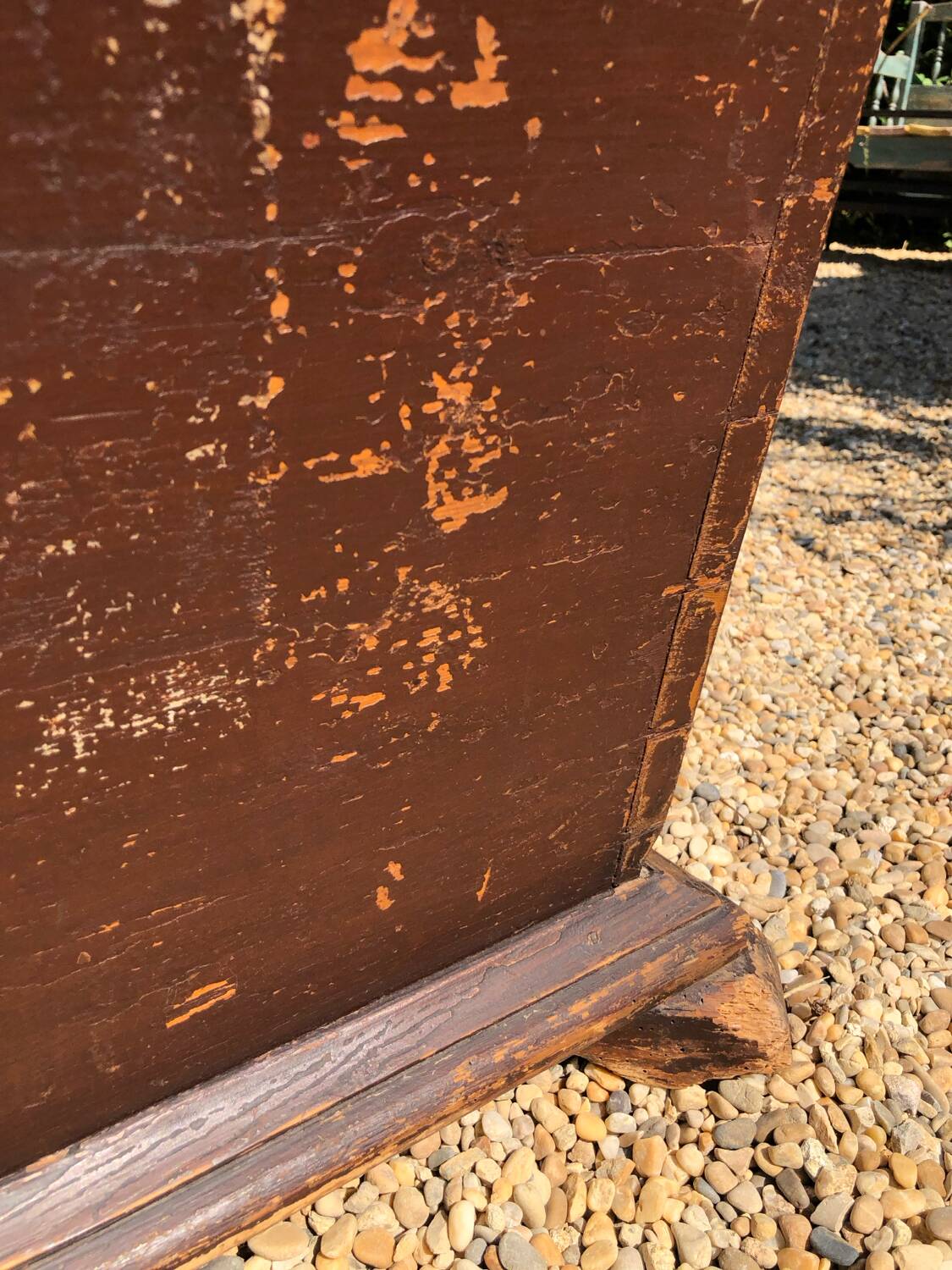 19th-century curved antique wooden chest