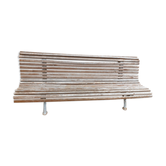 Banc de jardin "bergère" en fonte et bois ancien