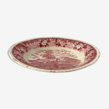 Ancient oval plate - staffordshire English earthenware