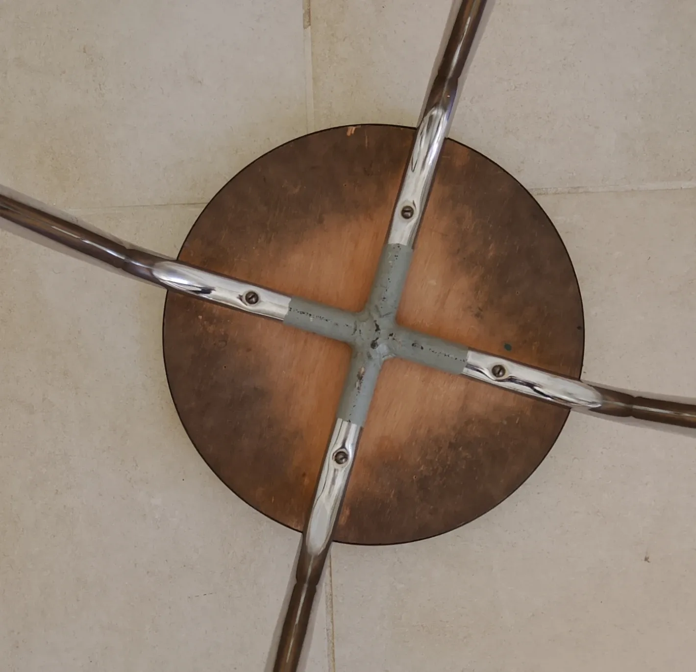 Tabouret rond vintage en formica années 70