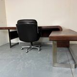 Vintage Danish design mid century wood steel Sibast executive desk