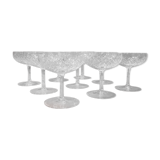 Set of 9 engraved crystal champagne glasses