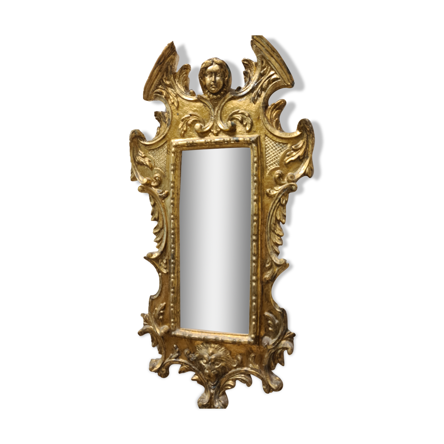 Mirror in gilded plaster with leaf 61x32