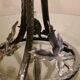 art nouveau wrought iron lamp and tulip molded opaque glass 28x15