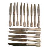 Set of 5 table knives / 9 dessert knives in silver plated mod.shell