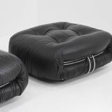 Soriana Chaise Lounge Chair by Afra & Tobia Scarpa for Cassina black leathe